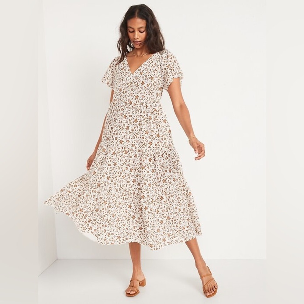 Old Navy Brown Floral Cotton Maxi Dress